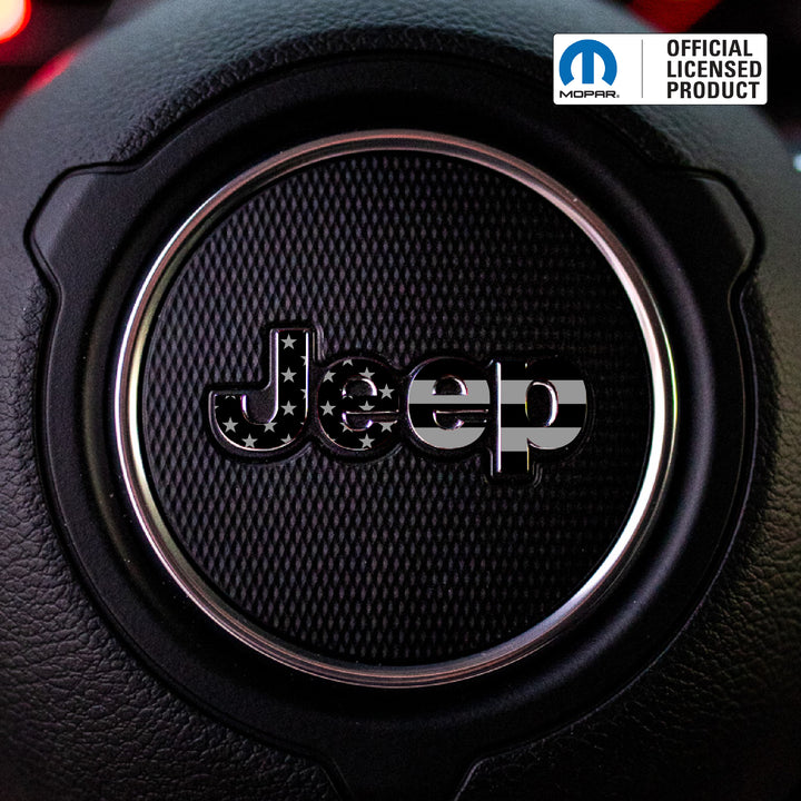 JEEP Steering Wheel Emblem Decal – American Flag Overlay