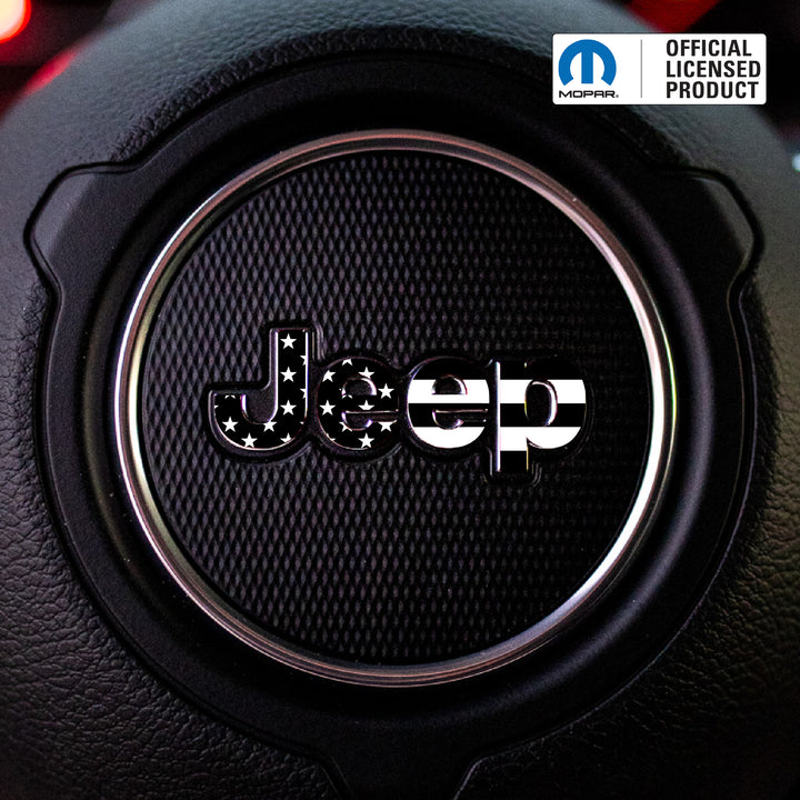 JEEP Steering Wheel Emblem Decal – American Flag Overlay