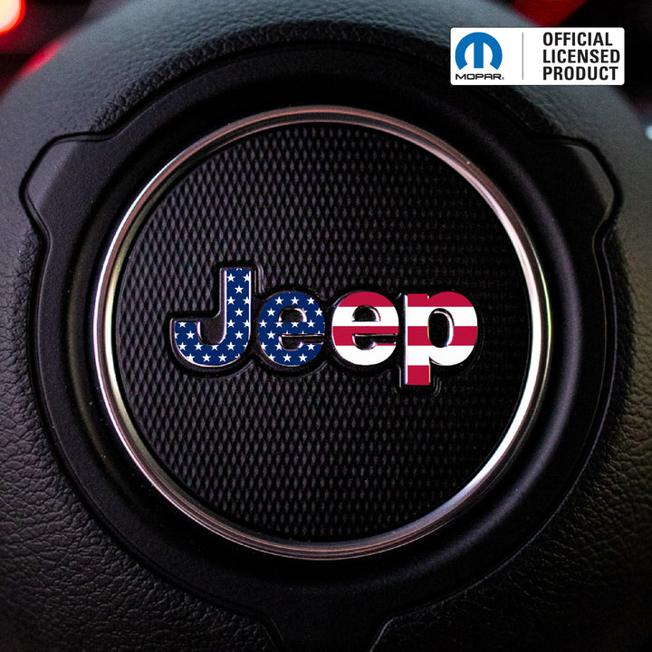 JEEP Steering Wheel Emblem Decal – American Flag Overlay