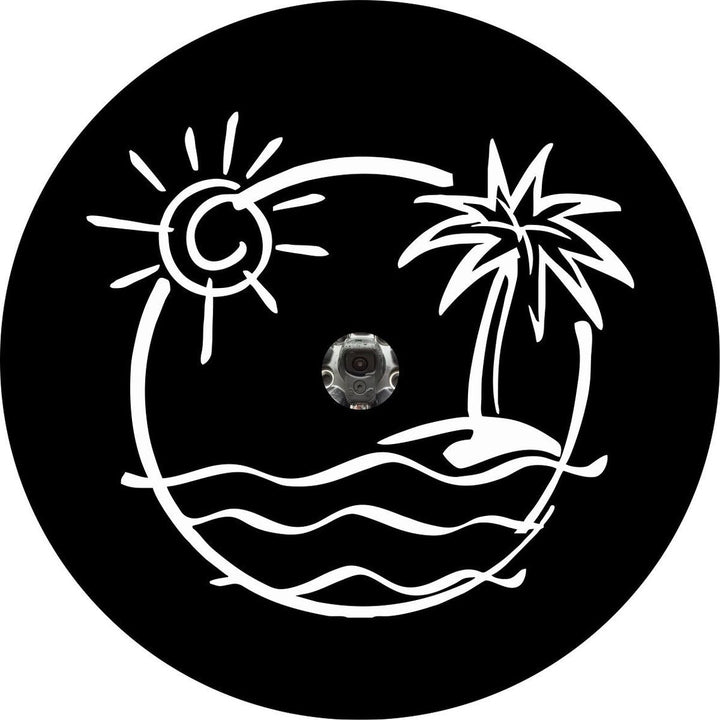 Just Beachin' - Cute Beach Scene Spare Tire Cover (ANY COLOR)