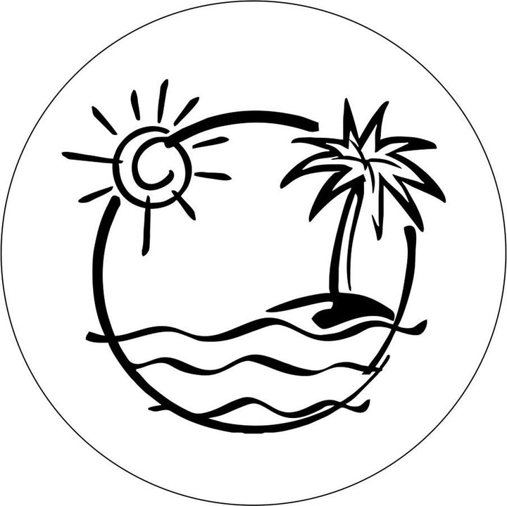 Just Beachin' - Cute Beach Scene Spare Tire Cover (ANY COLOR)