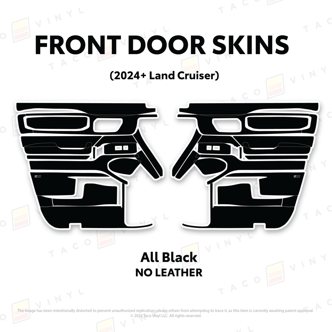 2024+ Land Cruiser 250 Door Skins | With Leather | Front Driver/Passenger | All Black (Most Popular) | Protective Vinyl