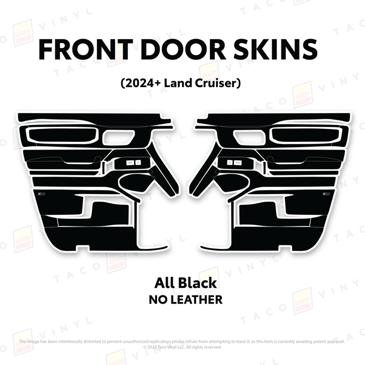 2024+ Land Cruiser 250 Door Skins | With Leather | Front Driver/Passenger | All Black (Most Popular) | Protective Vinyl