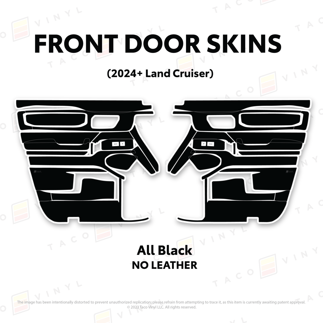 2024+ Land Cruiser 250 Door Skins | Without Leather | Front Driver/Passenger | All Black (Most Popular) | Protective Vinyl