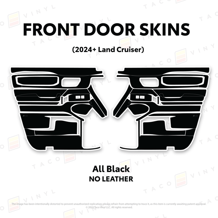 2024+ Land Cruiser 250 Door Skins | Without Leather | Front Driver/Passenger | All Black (Most Popular) | Protective Vinyl