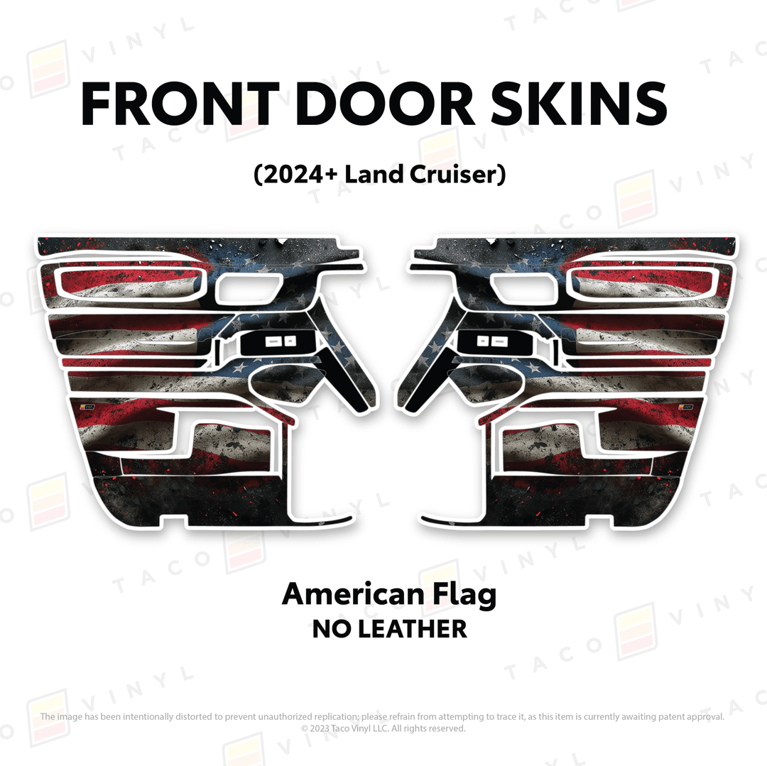 2024+ Land Cruiser 250 Door Skins | With Leather | Front Driver/Passenger | All Black (Most Popular) | Protective Vinyl