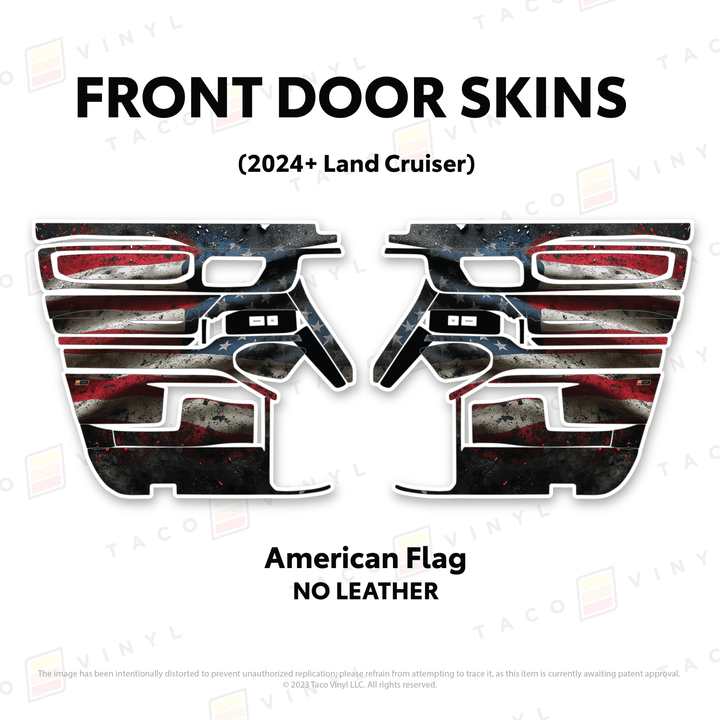 2024+ Land Cruiser 250 Door Skins | With Leather | Front Driver/Passenger | All Black (Most Popular) | Protective Vinyl