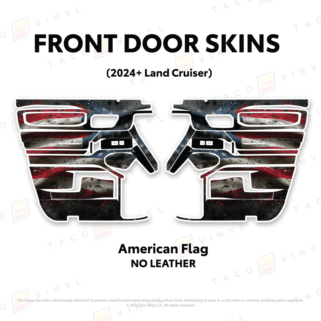 2024+ Land Cruiser 250 Door Skins | Without Leather | Front Driver/Passenger | American Flag | Protective Vinyl