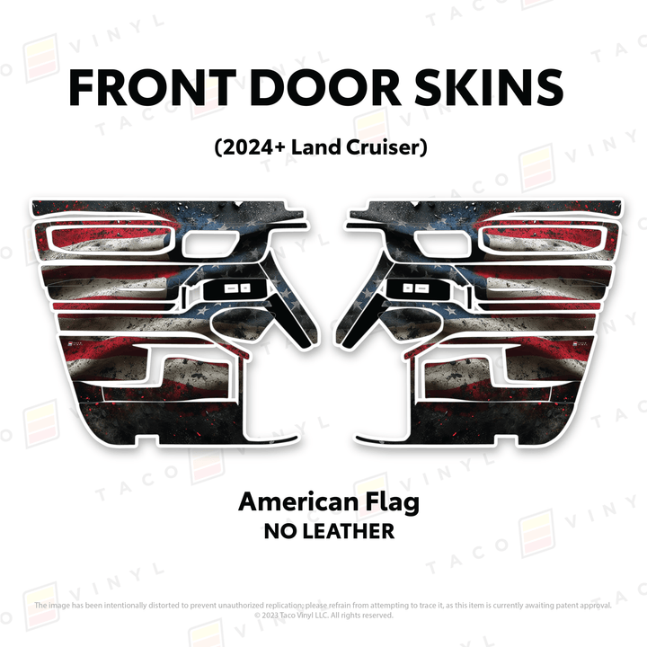 2024+ Land Cruiser 250 Door Skins | Without Leather | Front Driver/Passenger | American Flag | Protective Vinyl