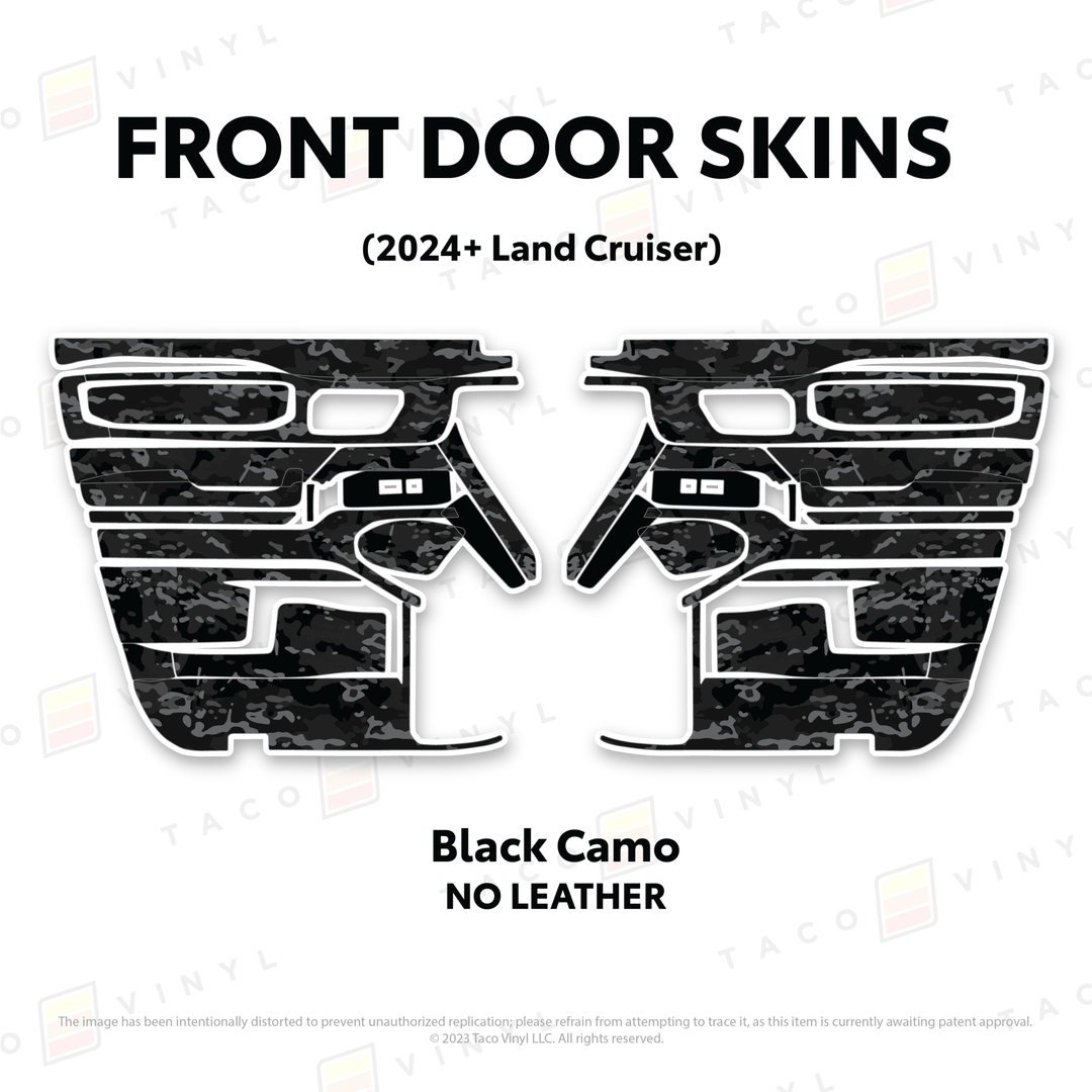 2024+ Land Cruiser 250 Door Skins | Without Leather | Front Driver/Passenger | Black Camo | Protective Vinyl