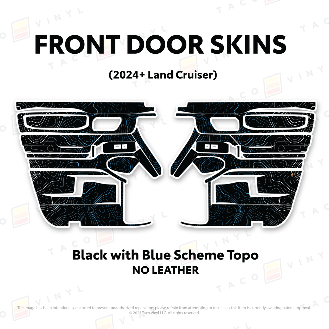 2024+ Land Cruiser 250 Door Skins | With Leather | Front Driver/Passenger | All Black (Most Popular) | Protective Vinyl