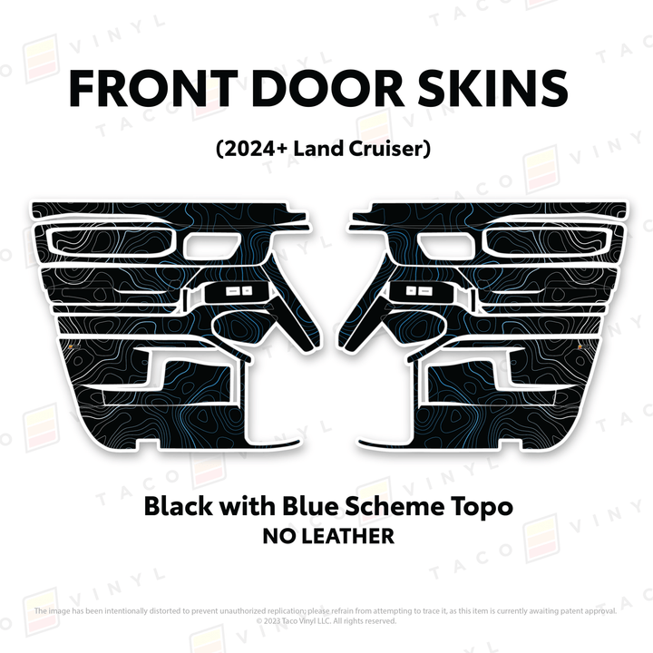 2024+ Land Cruiser 250 Door Skins | With Leather | Front Driver/Passenger | All Black (Most Popular) | Protective Vinyl