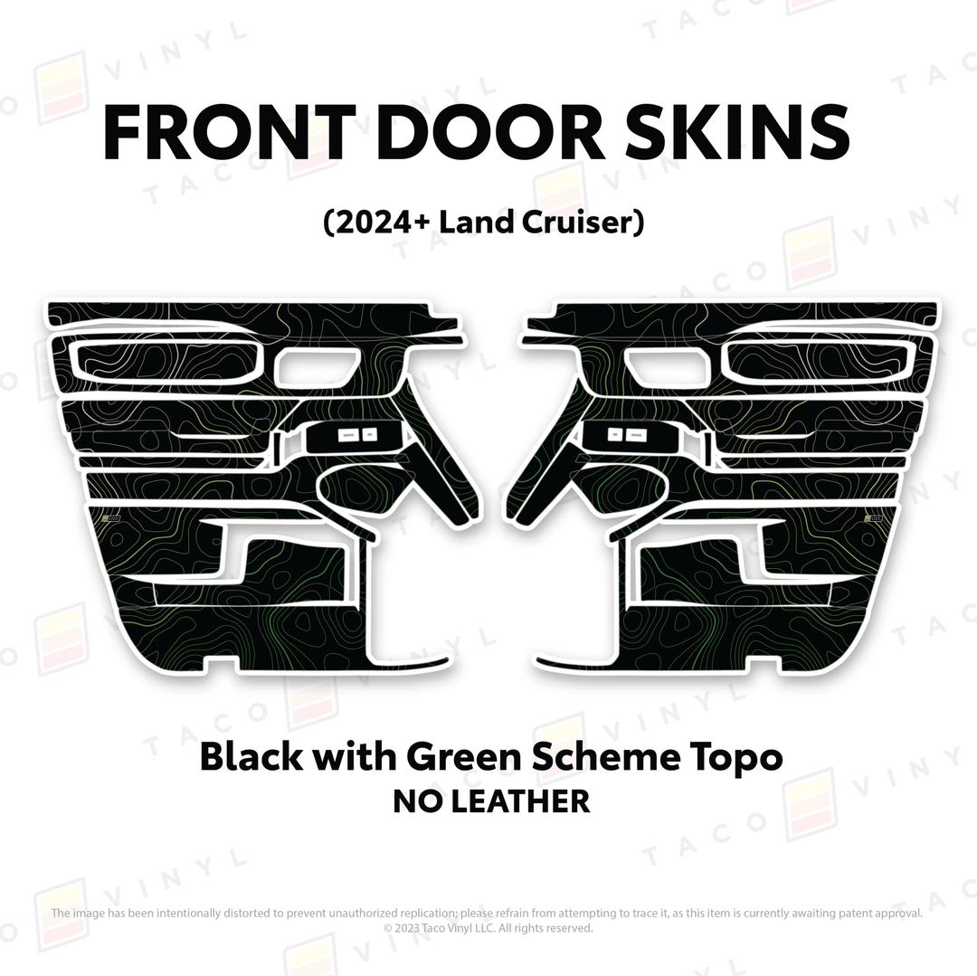 2024+ Land Cruiser 250 Door Skins | With Leather | Front Driver/Passenger | All Black (Most Popular) | Protective Vinyl