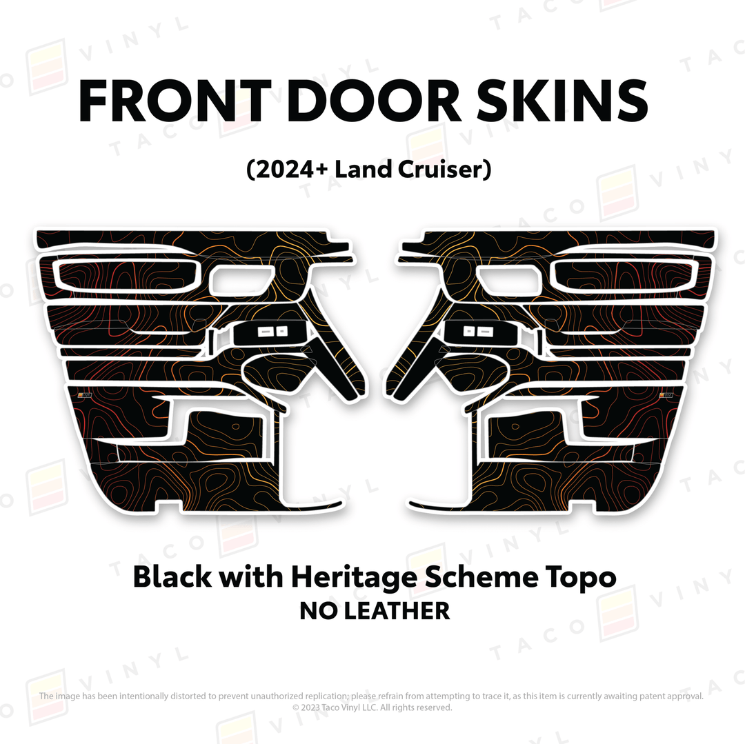 2024+ Land Cruiser 250 Door Skins | With Leather | Front Driver/Passenger | All Black (Most Popular) | Protective Vinyl