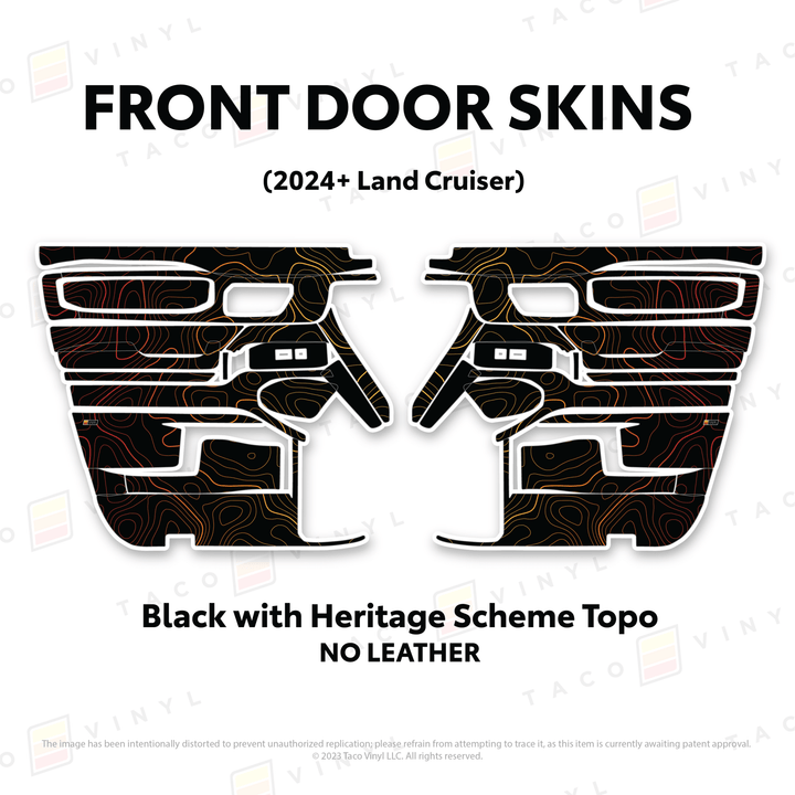 2024+ Land Cruiser 250 Door Skins | With Leather | Front Driver/Passenger | All Black (Most Popular) | Protective Vinyl