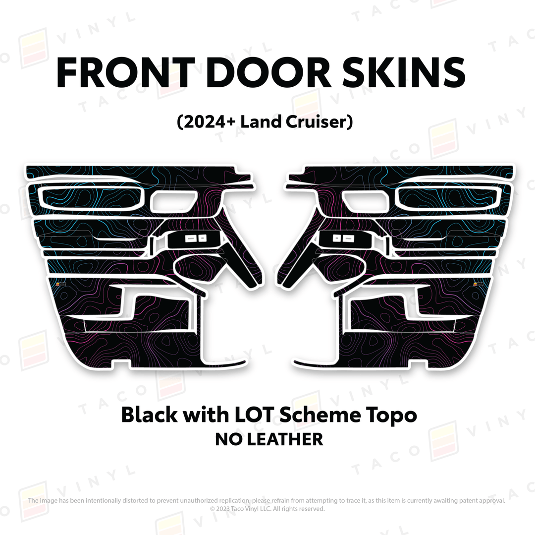 2024+ Land Cruiser 250 Door Skins | With Leather | Front Driver/Passenger | All Black (Most Popular) | Protective Vinyl