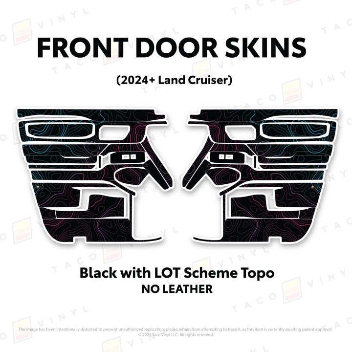 2024+ Land Cruiser 250 Door Skins | With Leather | Front Driver/Passenger | All Black (Most Popular) | Protective Vinyl