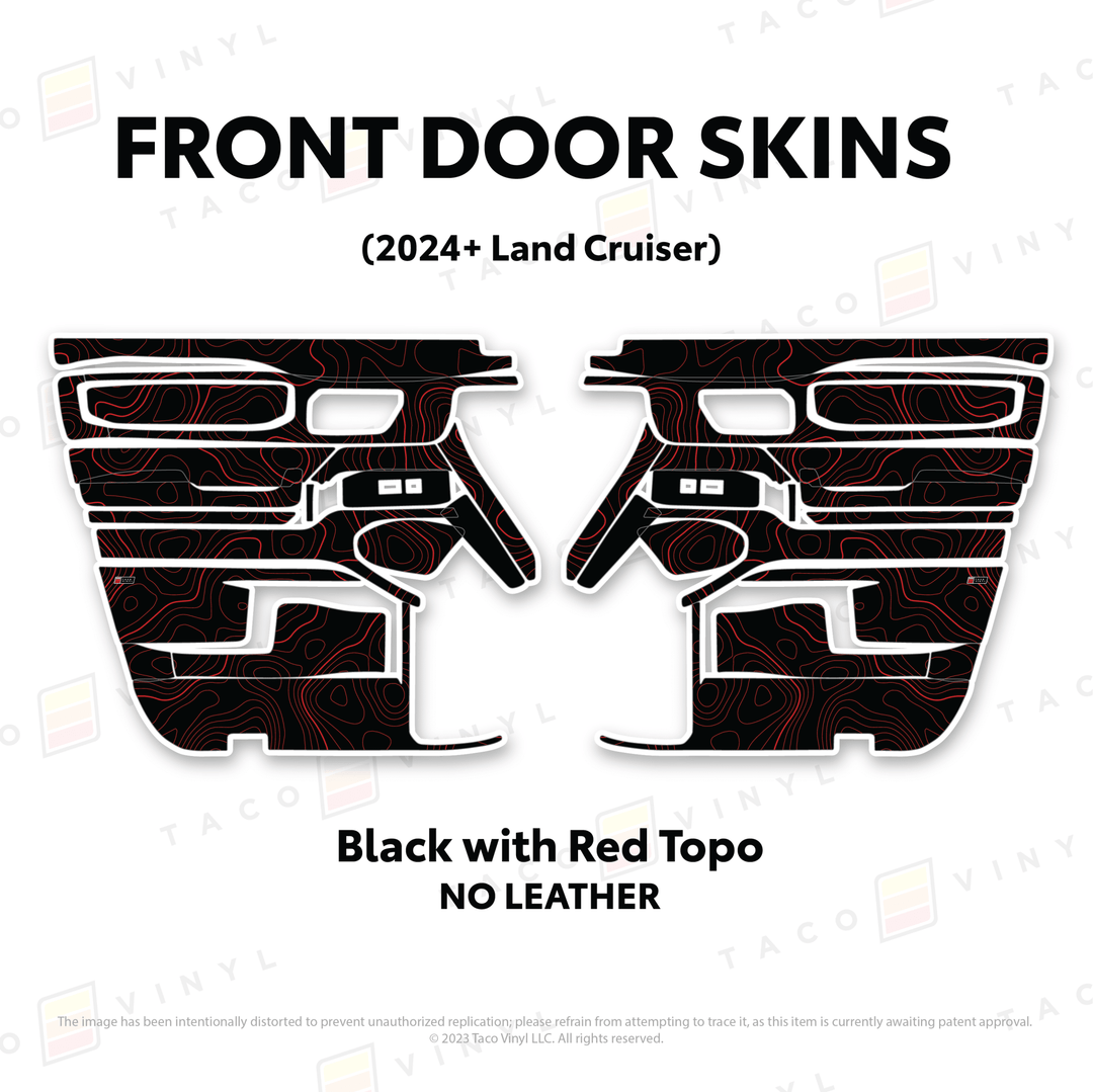 2024+ Land Cruiser 250 Door Skins | With Leather | Front Driver/Passenger | All Black (Most Popular) | Protective Vinyl