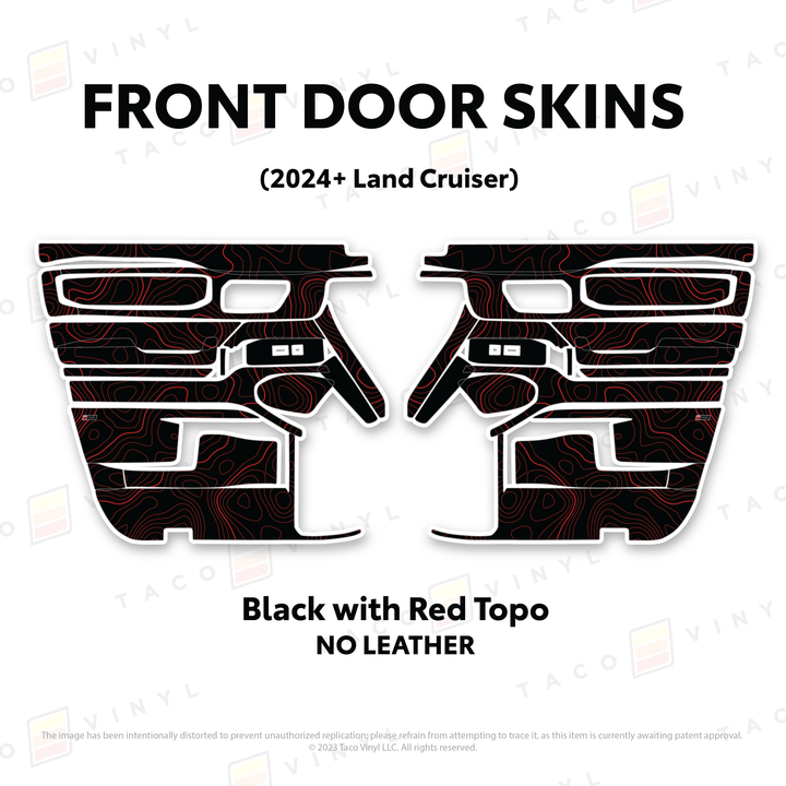 2024+ Land Cruiser 250 Door Skins | With Leather | Front Driver/Passenger | All Black (Most Popular) | Protective Vinyl