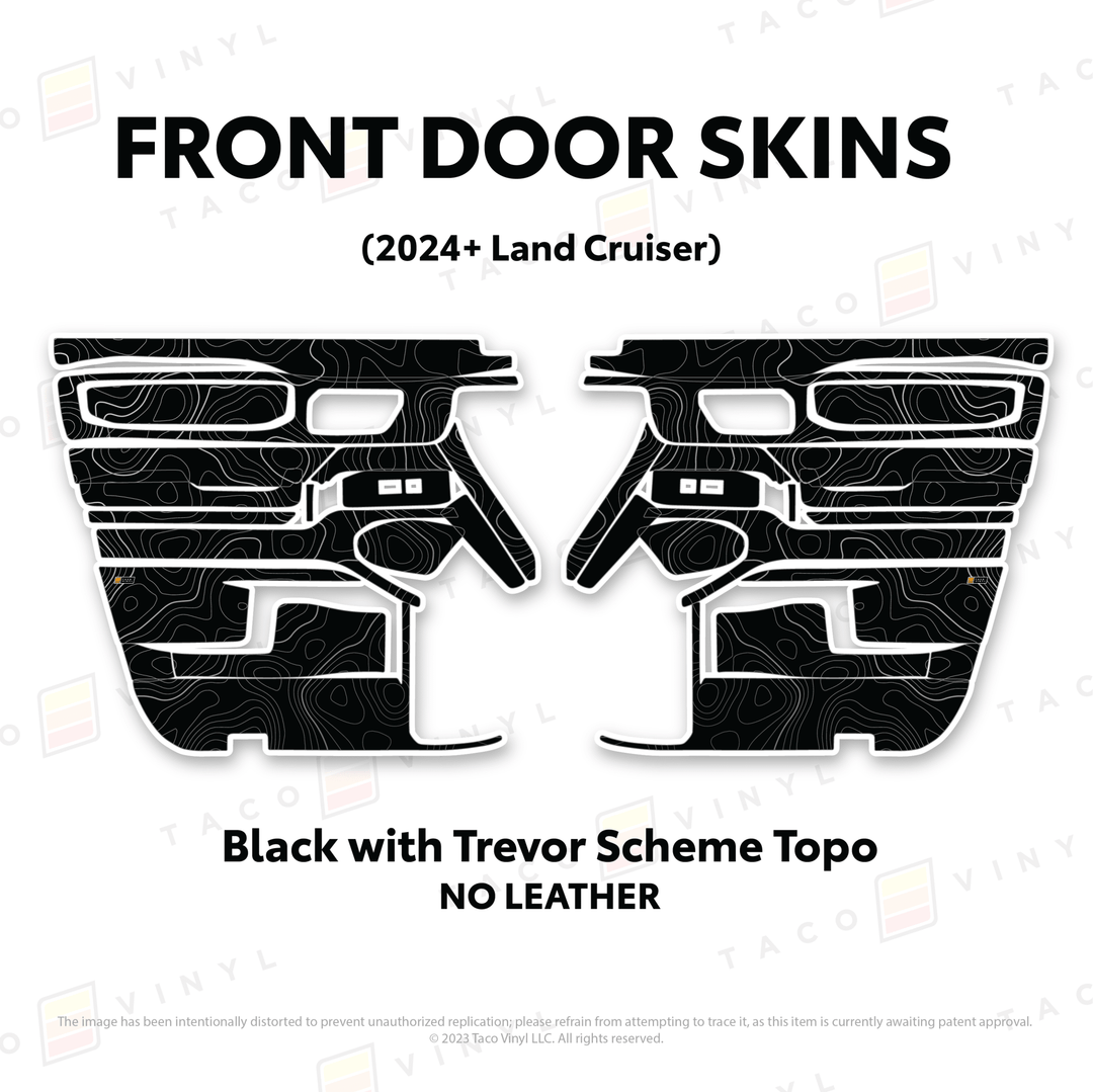 2024+ Land Cruiser 250 Door Skins | With Leather | Front Driver/Passenger | All Black (Most Popular) | Protective Vinyl