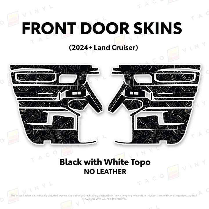 2024+ Land Cruiser 250 Door Skins | With Leather | Front Driver/Passenger | All Black (Most Popular) | Protective Vinyl