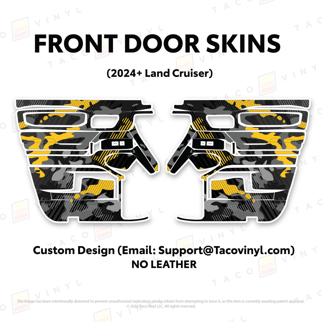2024+ Land Cruiser 250 Door Skins | Without Leather | Front Driver/Passenger | Custom Design (Email: Support@tacovinyl.com) | Protective Vinyl