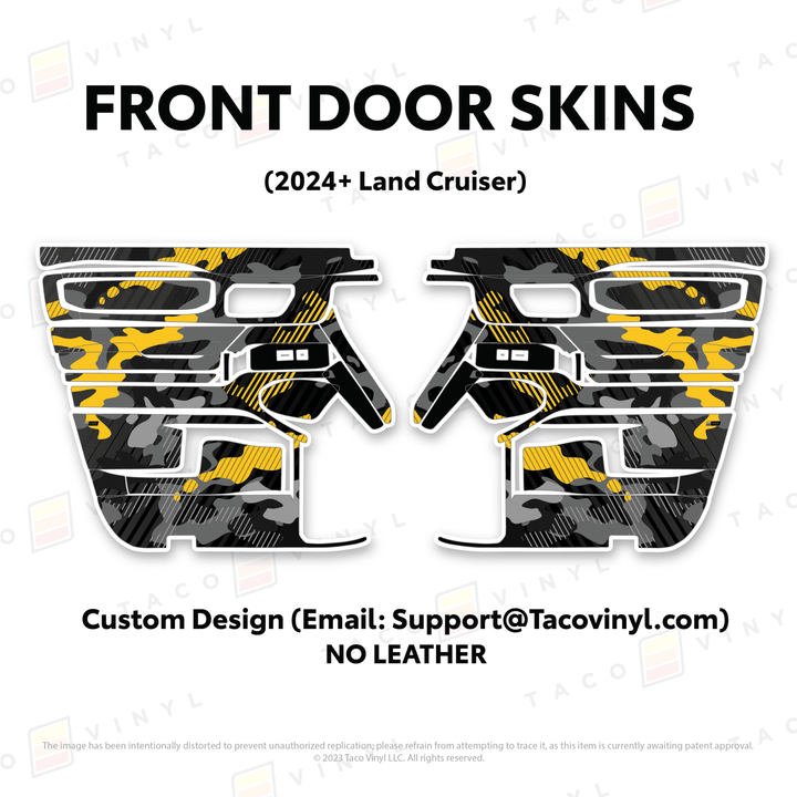 2024+ Land Cruiser 250 Door Skins | Without Leather | Front Driver/Passenger | Custom Design (Email: Support@tacovinyl.com) | Protective Vinyl