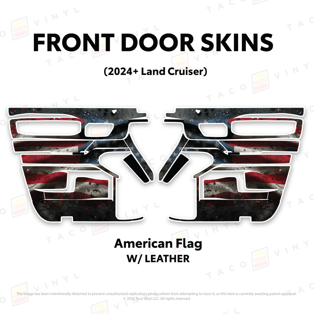 2024+ Land Cruiser 250 Door Skins | With Leather | Front Driver/Passenger | All Black (Most Popular) | Protective Vinyl