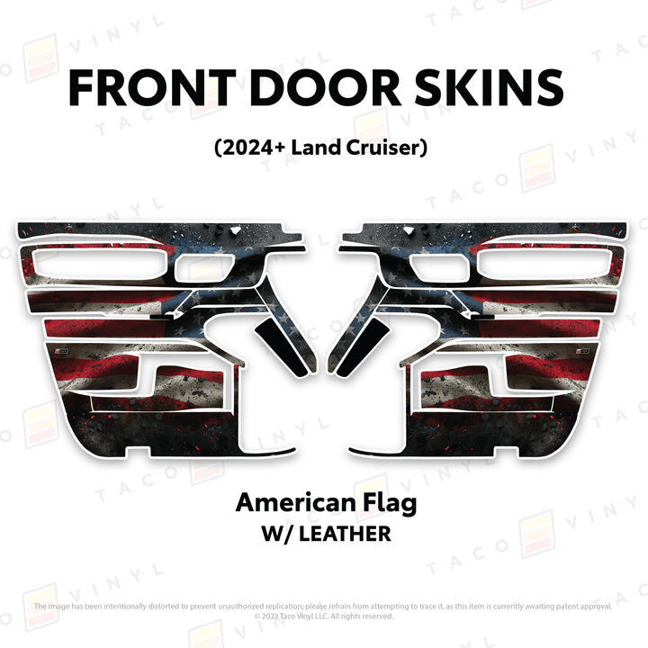 2024+ Land Cruiser 250 Door Skins | With Leather | Front Driver/Passenger | All Black (Most Popular) | Protective Vinyl