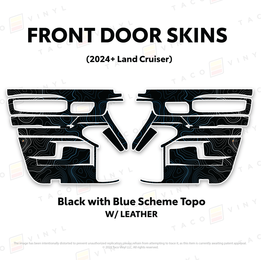 2024+ Land Cruiser 250 Door Skins | With Leather | Front Driver/Passenger | All Black (Most Popular) | Protective Vinyl