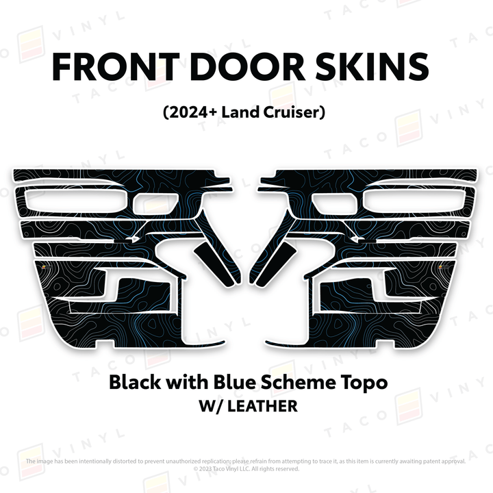 2024+ Land Cruiser 250 Door Skins | With Leather | Front Driver/Passenger | All Black (Most Popular) | Protective Vinyl
