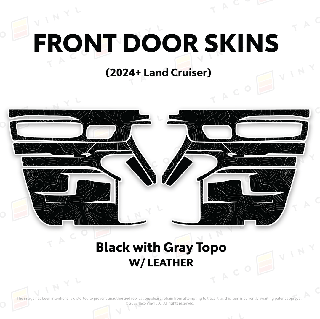 2024+ Land Cruiser 250 Door Skins | With Leather | Front Driver/Passenger | All Black (Most Popular) | Protective Vinyl