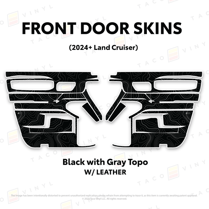 2024+ Land Cruiser 250 Door Skins | With Leather | Front Driver/Passenger | All Black (Most Popular) | Protective Vinyl