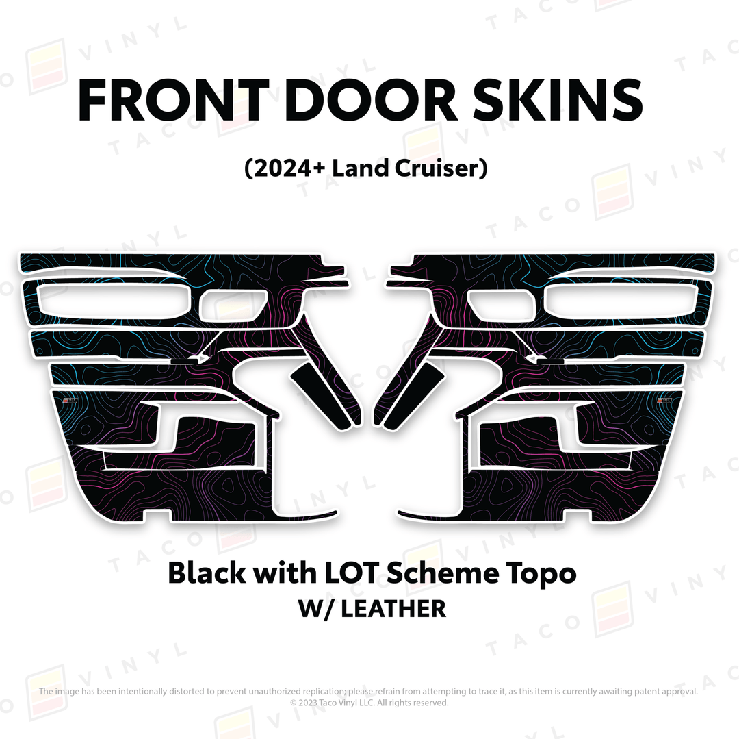 2024+ Land Cruiser 250 Door Skins | With Leather | Front Driver/Passenger | All Black (Most Popular) | Protective Vinyl