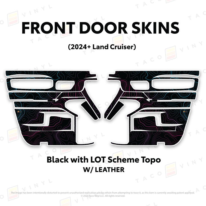 2024+ Land Cruiser 250 Door Skins | With Leather | Front Driver/Passenger | All Black (Most Popular) | Protective Vinyl