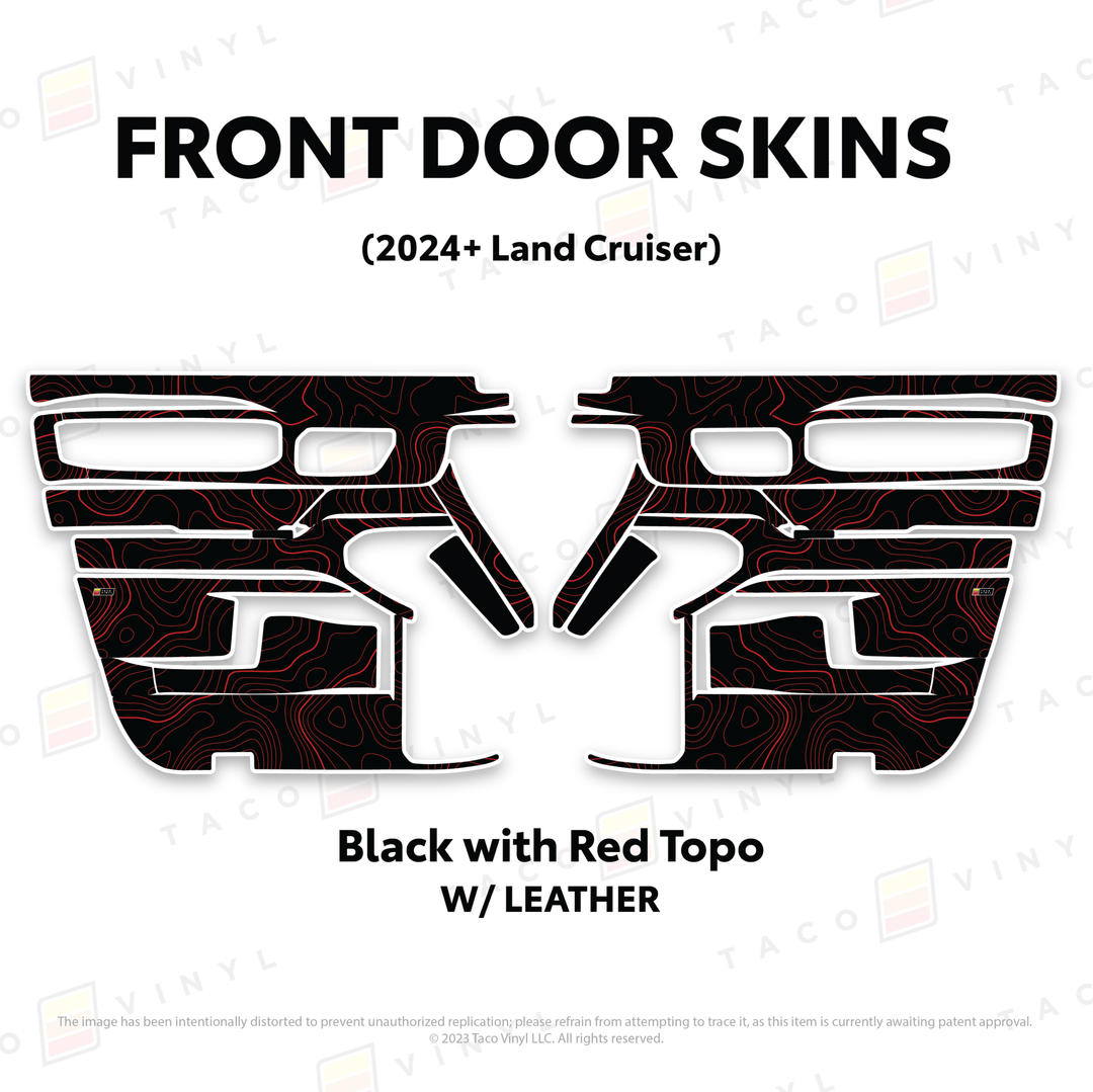 2024+ Land Cruiser 250 Door Skins | With Leather | Front Driver/Passenger | All Black (Most Popular) | Protective Vinyl