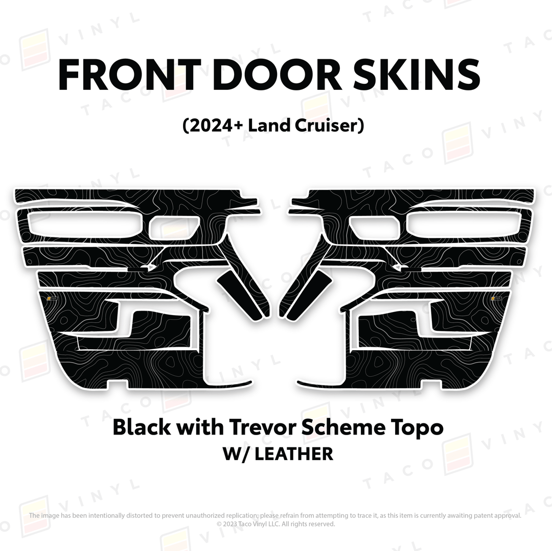 2024+ Land Cruiser 250 Door Skins | With Leather | Front Driver/Passenger | All Black (Most Popular) | Protective Vinyl