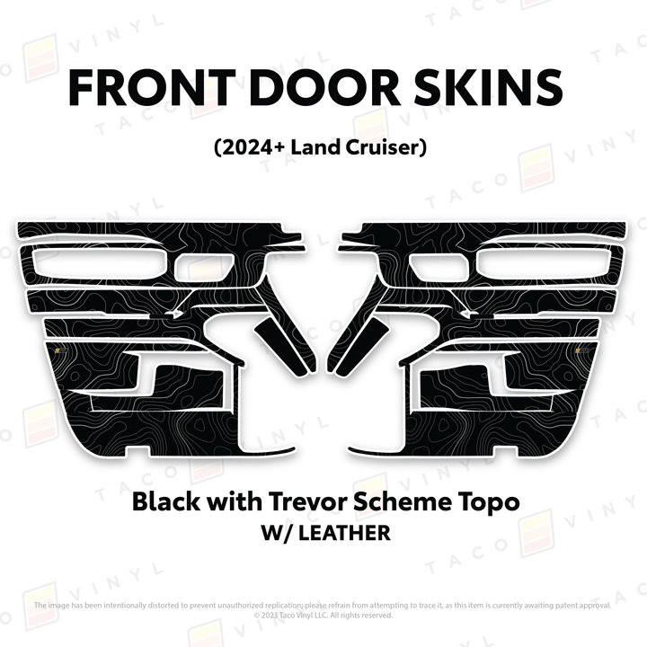 2024+ Land Cruiser 250 Door Skins | With Leather | Front Driver/Passenger | All Black (Most Popular) | Protective Vinyl
