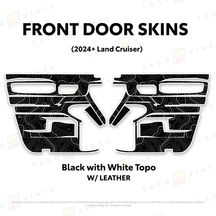 2024+ Land Cruiser 250 Door Skins | With Leather | Front Driver/Passenger | All Black (Most Popular) | Protective Vinyl