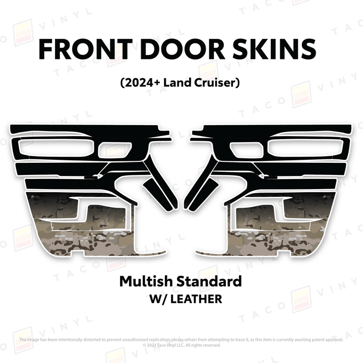 2024+ Land Cruiser 250 Door Skins | With Leather | Front Driver/Passenger | All Black (Most Popular) | Protective Vinyl