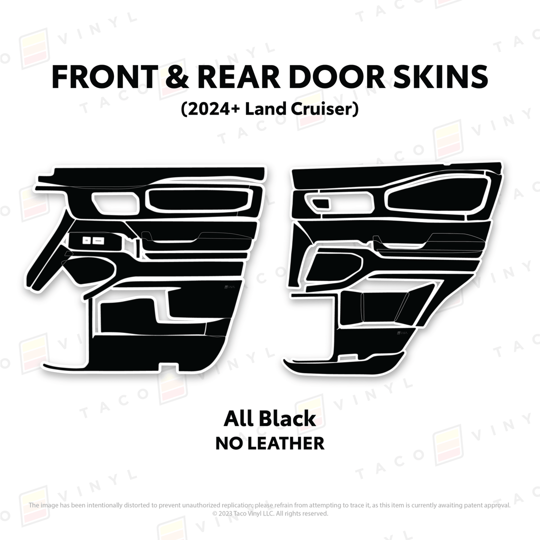 2024+ Land Cruiser 250 Door Skins | Without Leather | Front & Rear Driver/Passenger | All Black (Most Popular) | Protective Vinyl