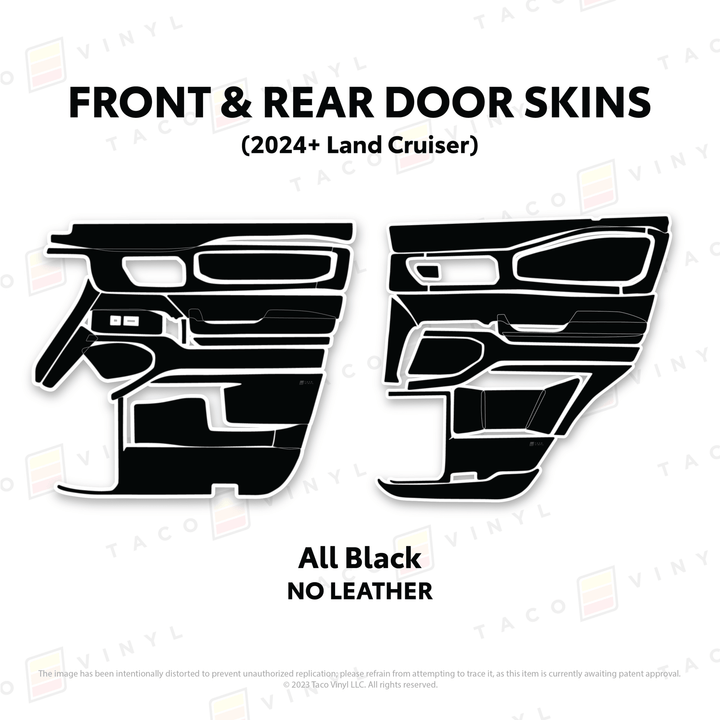 2024+ Land Cruiser 250 Door Skins | Without Leather | Front & Rear Driver/Passenger | All Black (Most Popular) | Protective Vinyl
