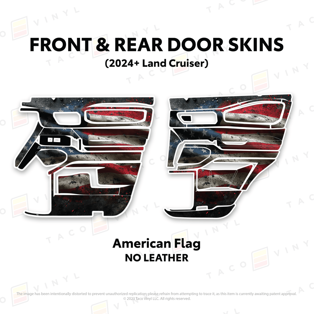 2024+ Land Cruiser 250 Door Skins | With Leather | Front Driver/Passenger | All Black (Most Popular) | Protective Vinyl