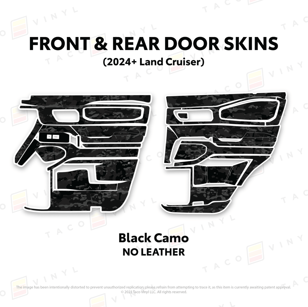 2024+ Land Cruiser 250 Door Skins | With Leather | Front Driver/Passenger | All Black (Most Popular) | Protective Vinyl