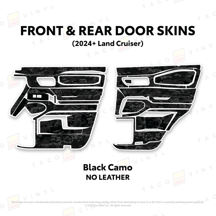 2024+ Land Cruiser 250 Door Skins | With Leather | Front Driver/Passenger | All Black (Most Popular) | Protective Vinyl