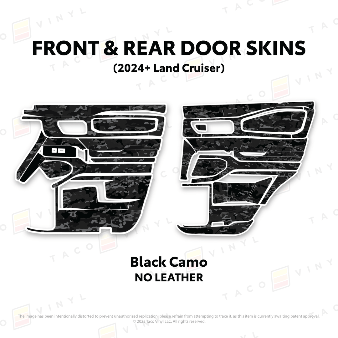 2024+ Land Cruiser 250 Door Skins | Without Leather | Front & Rear Driver/Passenger | Black Camo | Protective Vinyl