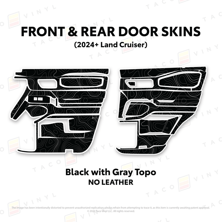 2024+ Land Cruiser 250 Door Skins | With Leather | Front Driver/Passenger | All Black (Most Popular) | Protective Vinyl