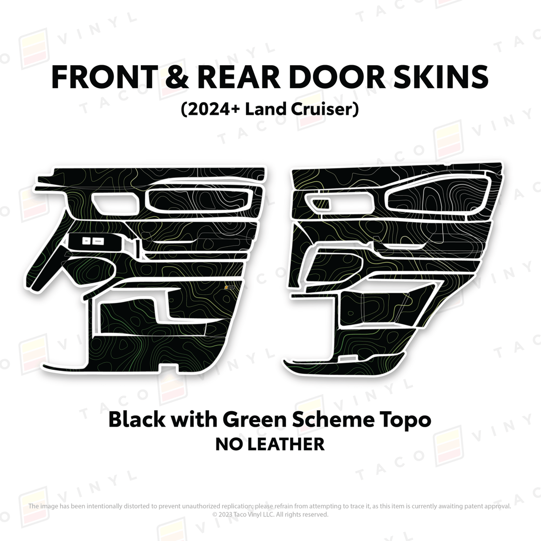 2024+ Land Cruiser 250 Door Skins | With Leather | Front Driver/Passenger | All Black (Most Popular) | Protective Vinyl