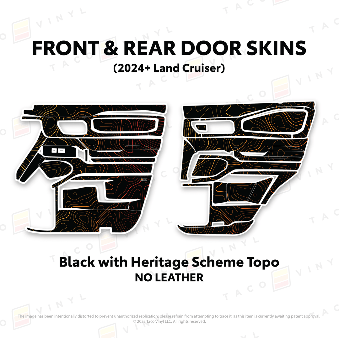 2024+ Land Cruiser 250 Door Skins | With Leather | Front Driver/Passenger | All Black (Most Popular) | Protective Vinyl