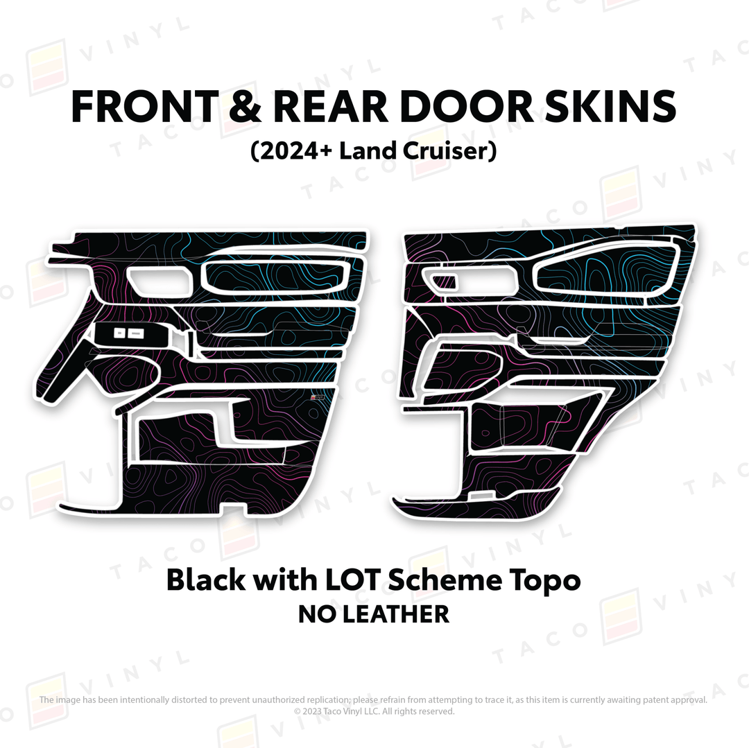 2024+ Land Cruiser 250 Door Skins | With Leather | Front Driver/Passenger | All Black (Most Popular) | Protective Vinyl